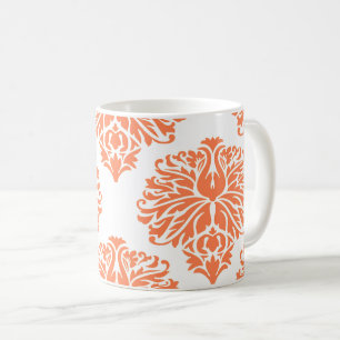 Caneca De Café Coral Elegante Damask Coffee Mug