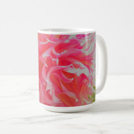 Caneca De Café Coral Elegante e Dália Decorativa Rosa