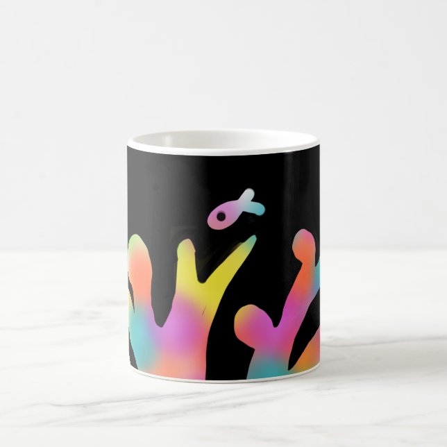 Caneca De Café Coral neon e peixes (Centro)