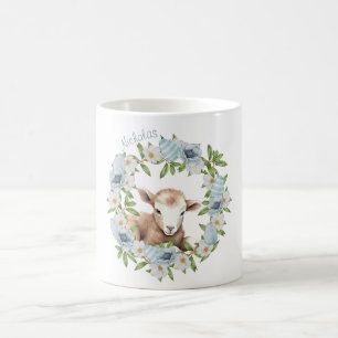 Caneca De Café Cordero de Páscoa em Aquarela Personalizado