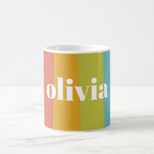 Caneca De Café Cores Arco-íris Sorvete Nome Personalizado Verão