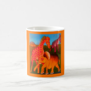 Caneca De Café Cores coloridas do safari selvagem de animais afri