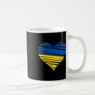 Caneca De Café Cores da Bandeira do Coração Ucraniano Azul Amarel