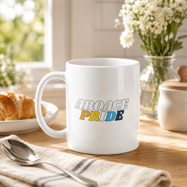 Caneca De Café Cores da Bandeira do Orgulho AroAce (Criador carregado)
