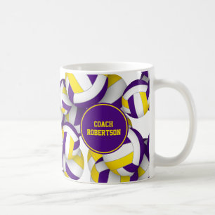 Caneca De Café cores da equipe de volei de ouro roxo presente do