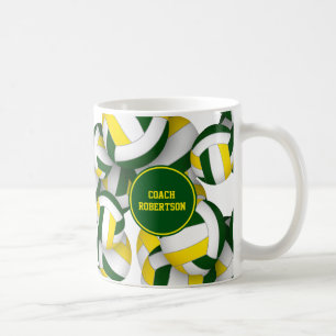 Caneca De Café cores da equipe de volei de ouro verde presente pa