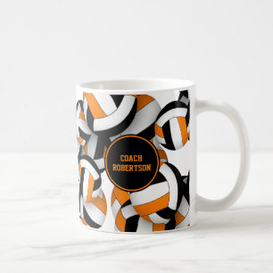 Caneca De Café cores da equipe de volei preto laranja presente pa