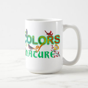 Caneca De Café Cores da natureza aves coloridas da selva desenhos