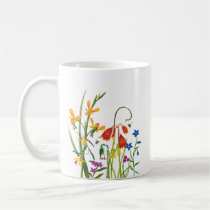 Caneca De Café Cores d'água coloridas Flores selvagens