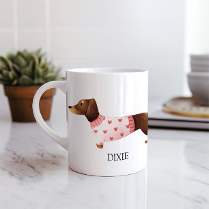 Caneca De Café Cores d'água de dachshund bonitos personalizáveis