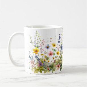 Caneca De Café Cores-d'água Flores silvestres Amarelo Flor Azul