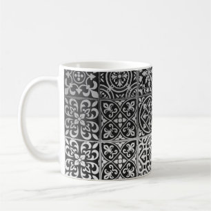 Caneca De Café Cores damasco pretas e brancas
