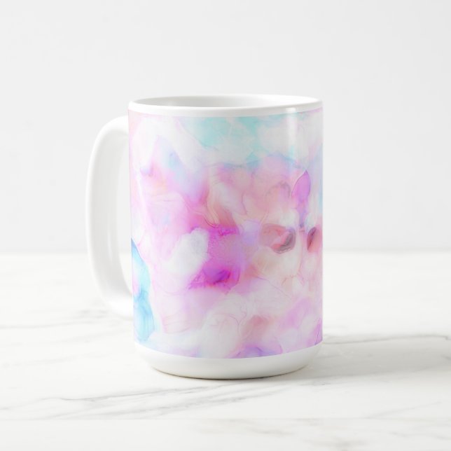 Caneca De Café Cores de Algodão Doce Aquarela Glam (Frente Esquerda)
