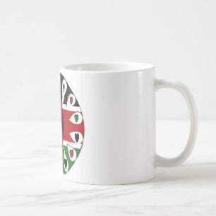Caneca De Café Cores de Bandeiras Nacionais do Quênia com Coraçõe