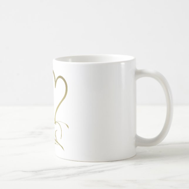 Caneca De Café Cores de fundo editáveis Forever Hearts Gold (Direita)