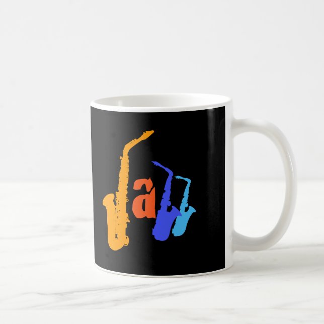 Caneca De Café Cores do Jazz Sax Illustration Black Mug 2 (Direita)