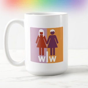 Caneca De Café Cores do Orgulho Lésbico Minimalista Fofo