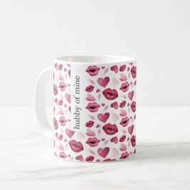 Caneca De Café Cores E Corações, Padrão De Aquarela