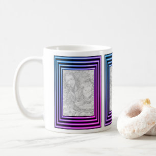 Caneca De Café Cores Listradas Simples Moldura Crie Sua Própria F