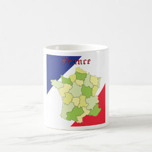 Caneca De Café Cores Nacionais e Mapa da França