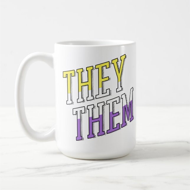 Caneca De Café Cores Não Binárias Eles Elas (Esquerda)