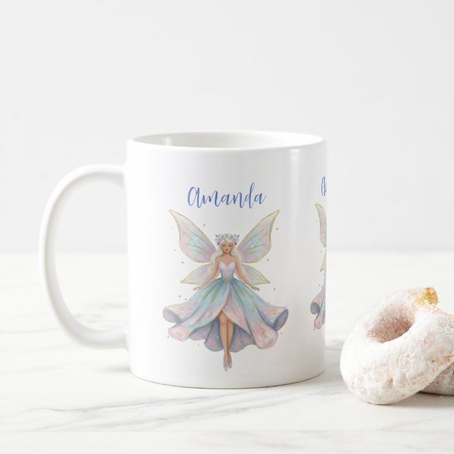 Caneca De Café Cores Pastéis de Anjo Mágico Fada (Com Donut)