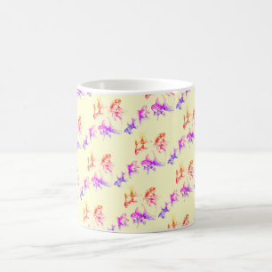 Caneca De Café Cores Personalizadas - Peixes de Café - Amarelo