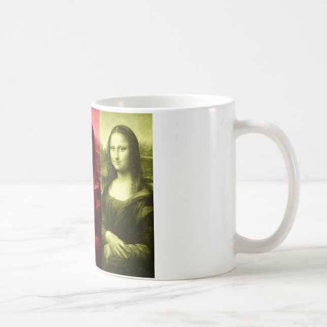 Caneca De Café Cores Primárias da Mona Lisa (Direita)