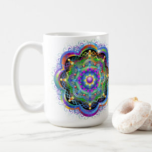 Caneca De Café Cores Psicodélicas Universas de Mandala
