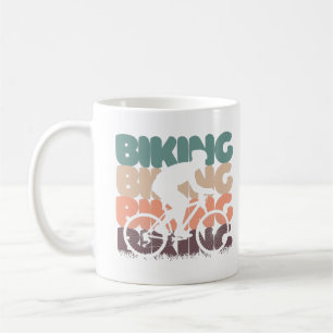 Caneca De Café cores retrô de ciclismo vintage com silhueta de mo