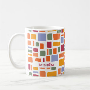 Caneca De Café Cores tropicais brilhantes Quadrados e retângulos