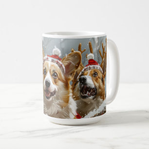 Caneca De Café Corgi Cachorro Festivo