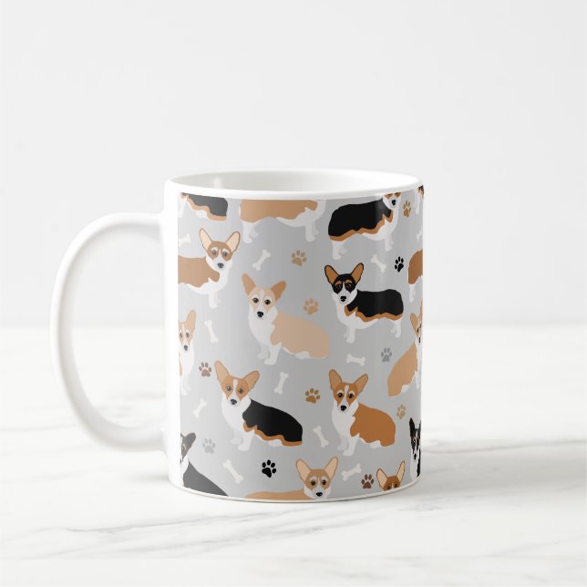 Caneca De Café Corgi Cachorros e Ossos Coffee Mug (Esquerda)