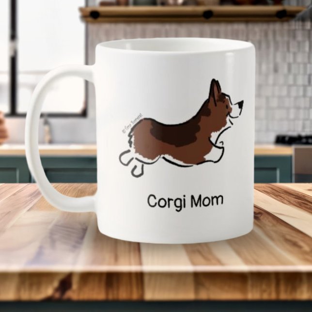 Caneca De Café Corgi Cartoon Simples Personalizado Branco (Criador carregado)