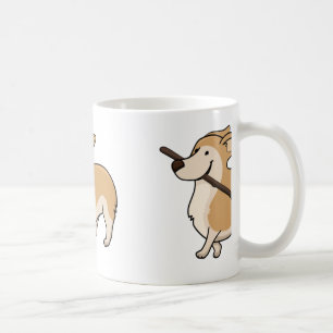 Caneca De Café corgi cartoon w stick