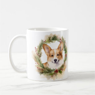 Caneca De Café Corgi Christmas Wreath Festivo Pup