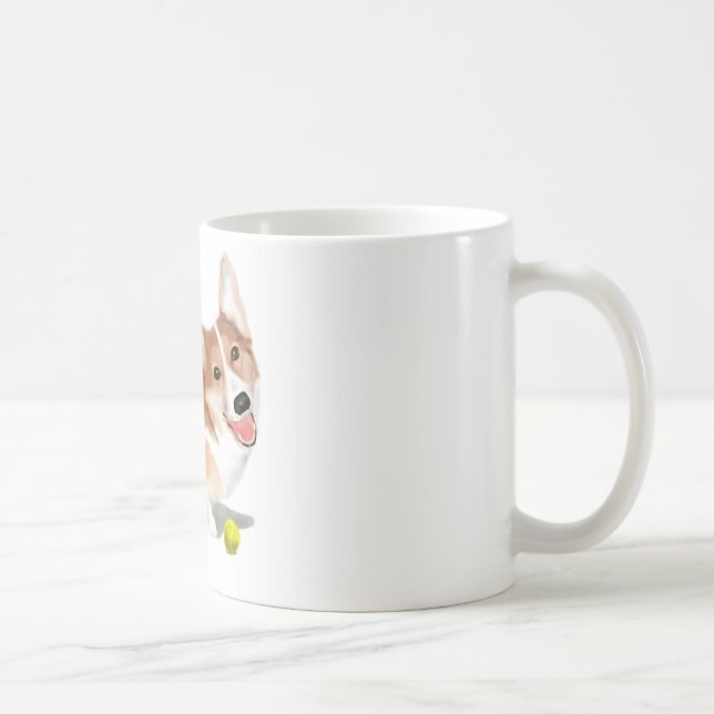 Caneca De Café Corgi com bola de tênis (Direita)
