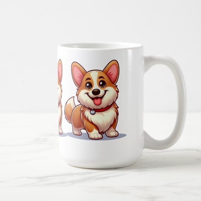 Caneca De Café Corgi de Desenho Animado (Direita)