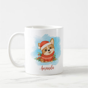 Caneca De Café Corgi de Natal Personalizado