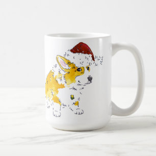 Caneca De Café Corgi do chapéu do papai noel