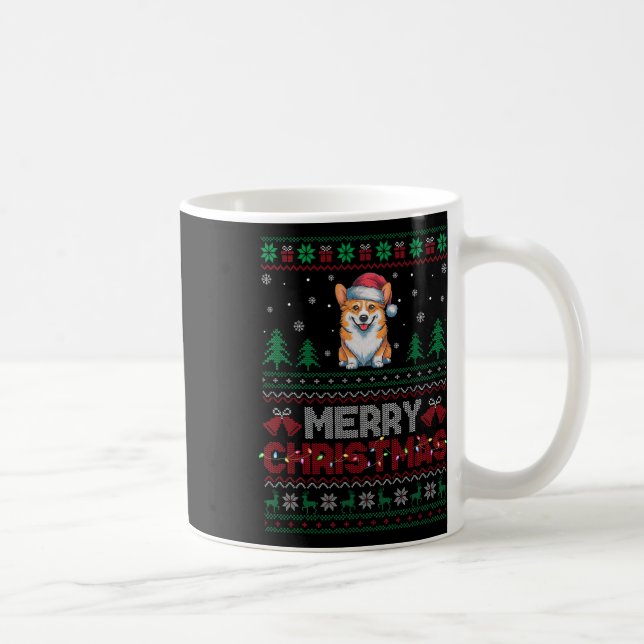 Caneca De Café Corgi Dog Amava Noel Hree Luzes de Natal (Direita)