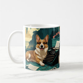 Caneca De Café Corgi Dog com pelo brilhante e uma safra cavalheir