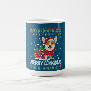 Caneca De Café Corgi Dog Feliz Papais noeis de Natal Corgi Ugly C