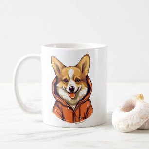 Caneca De Café Corgi Engraçado Vestindo Moletom