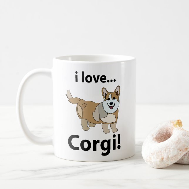 Caneca de Café Corgi Eu Amo Corgi (Com Donut)
