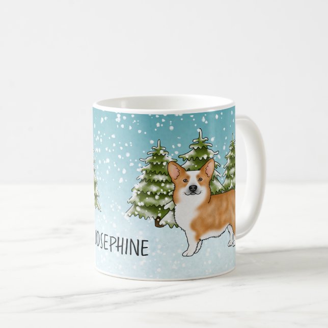 Caneca De Café Corgi Galês Vermelho de Pembroke Floresta de Inver (Frente Esquerda)