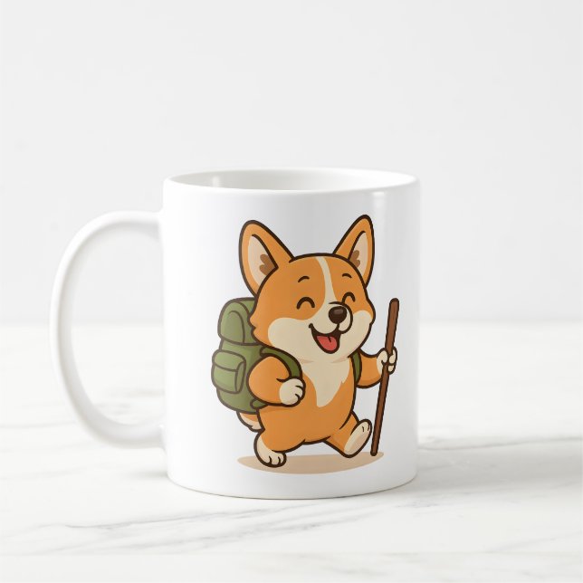 Caneca De Café Corgi Hiking Drinkware - Adventure Dog Cup (Esquerda)