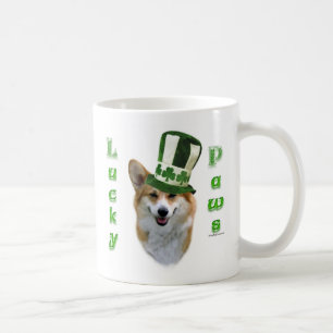Caneca De Café Corgi Lucky Paws; presente de Dia de São Patrício 