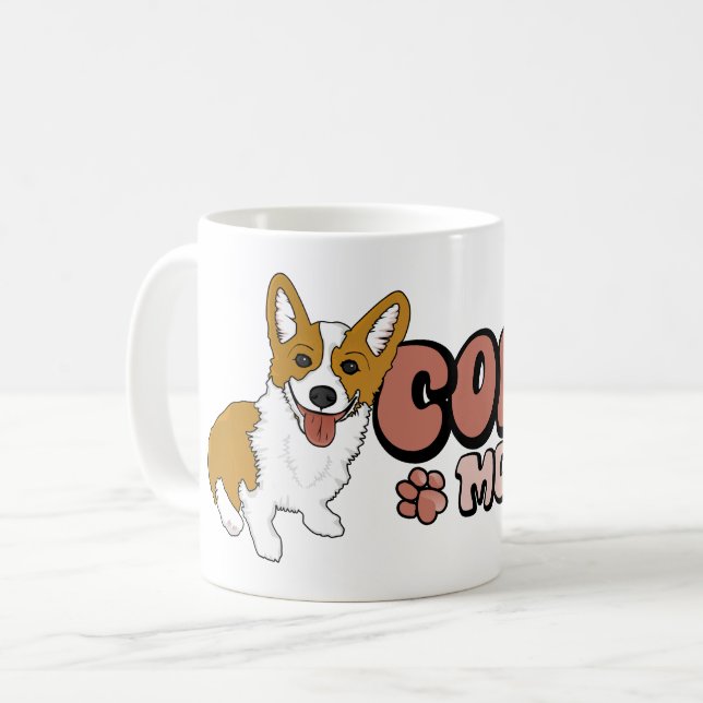Caneca De Café Corgi Mãe (Frente Esquerda)