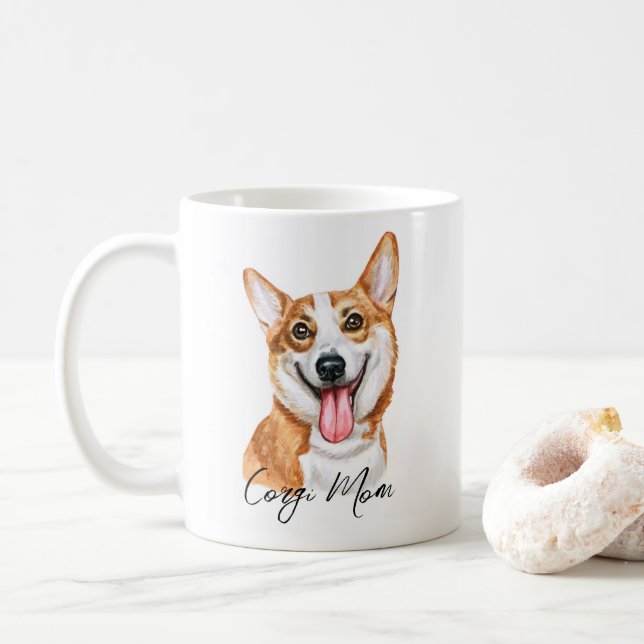 Caneca De Café Corgi Mãe Mug (Com Donut)
